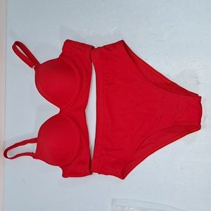 Medium red retro bra bikini.Adjustable straps & high waisted bottom. New in bag.